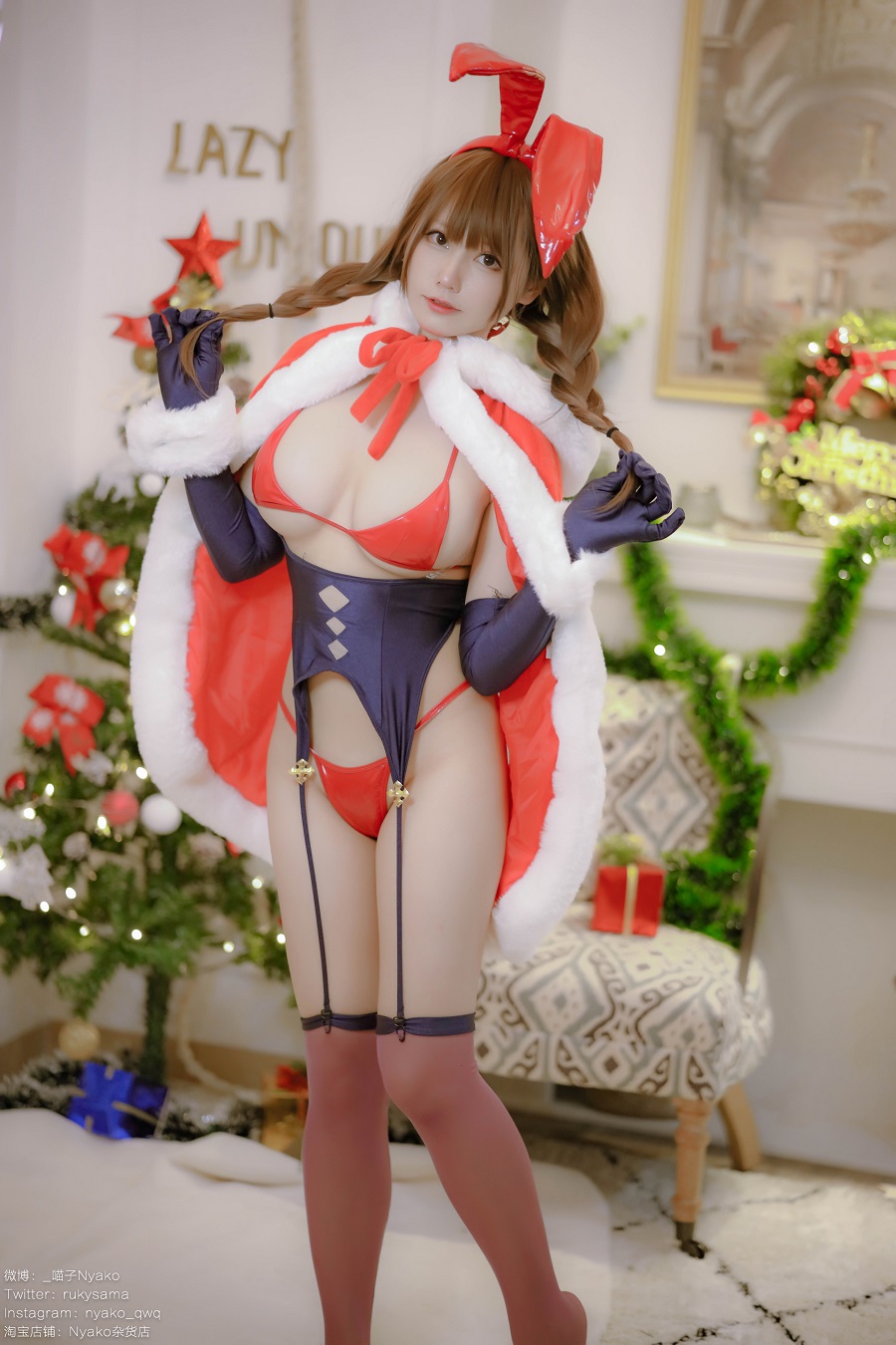 Nyako喵子-Christmas Bunny[155P+2V] 小姐姐 预览2图