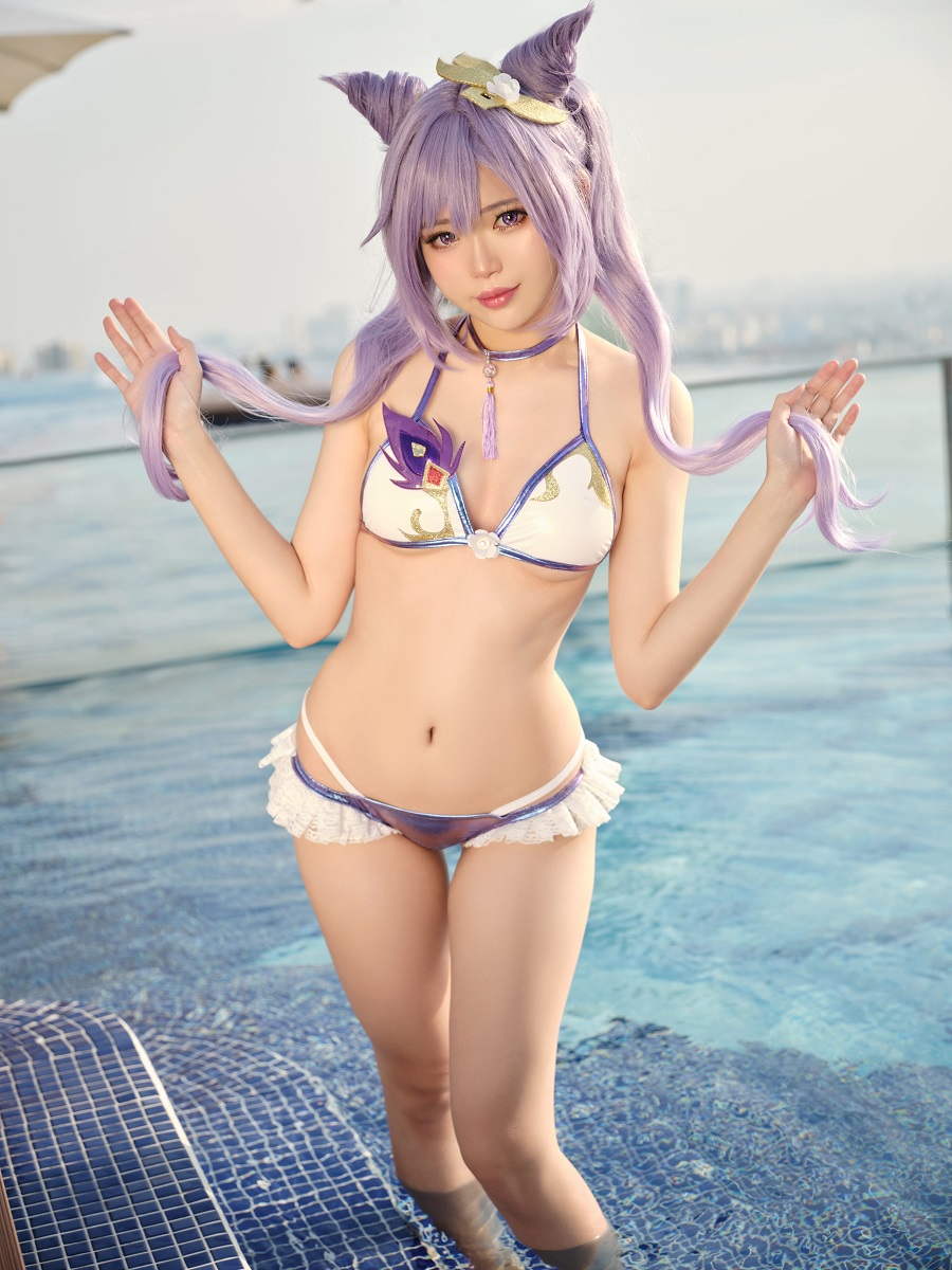 ZinieQ-Keqing Swimsuit[15P] 小姐姐 预览1图